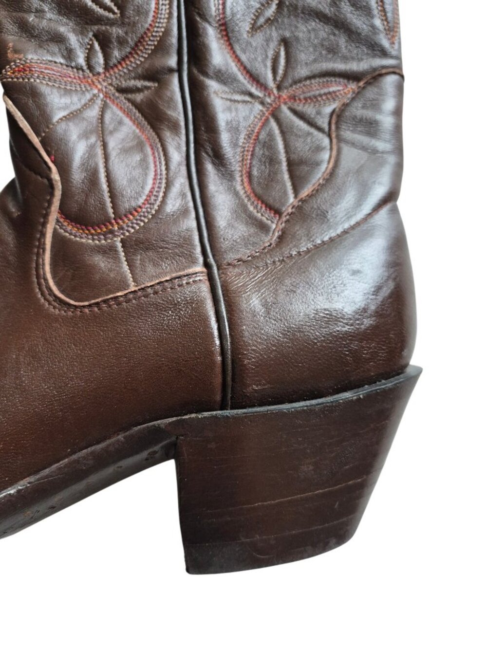 Sanders 16" Tall Western Cowboy Boots Decorative Stitching Handcrafted Men's 9 B - Picture 6 of 16